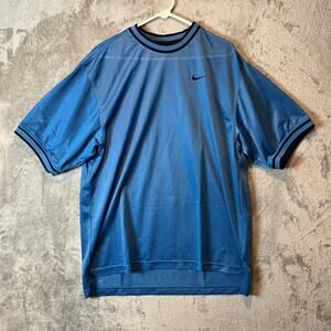 Nike Y2K Mesh Jersey Tee Vintage 90s 2000s Sportswear Blue Streetwear Size Large